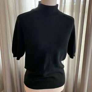 Black Vintage Short Sleeve Mock Turtleneck